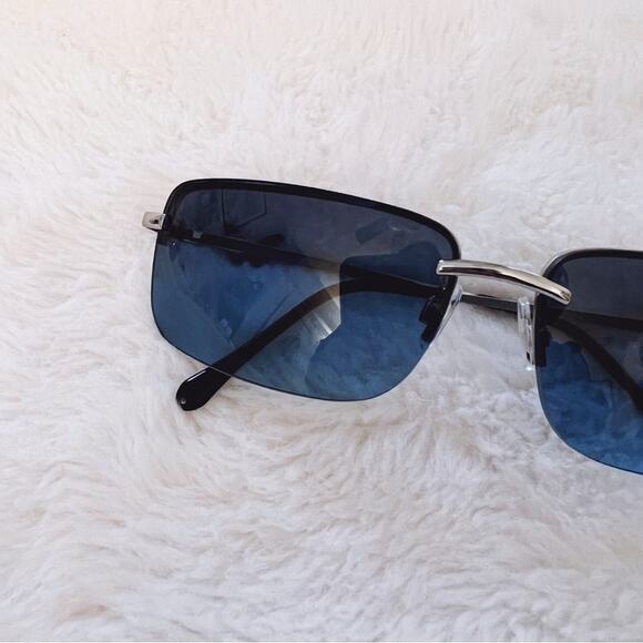 Delia Blue Rimless Butterfly Accent Sunglasses - Picture 3 of 10